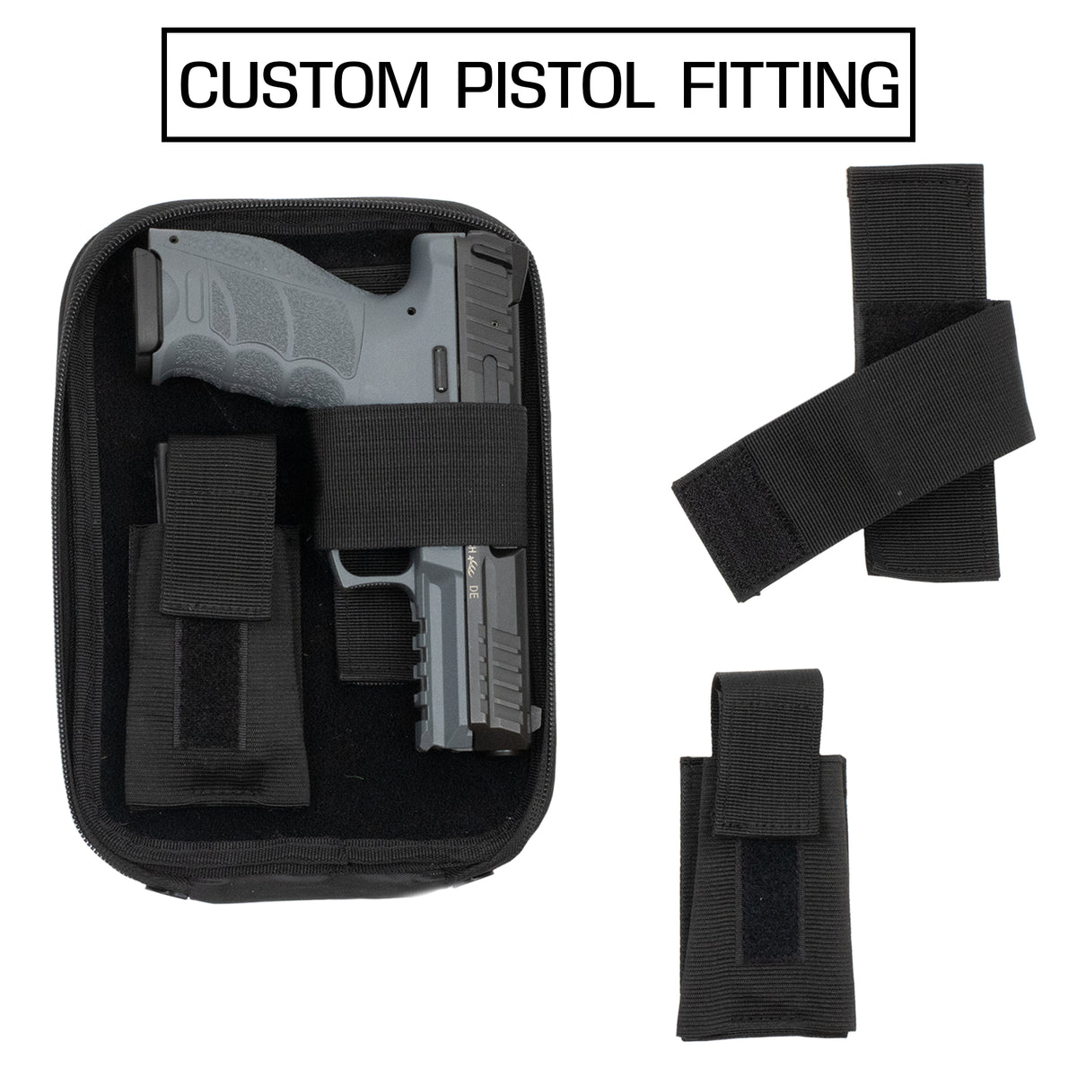 PISTOL POUCH FANNY PACK GUN HOLSTER WITH SHOULDER STRAP AND BELT LOOPS GUN HOLDERS WITH ZIPPER POCKETS & CUSTOM CARRY OPTIONS BLACK PISTOL HOLSTER
