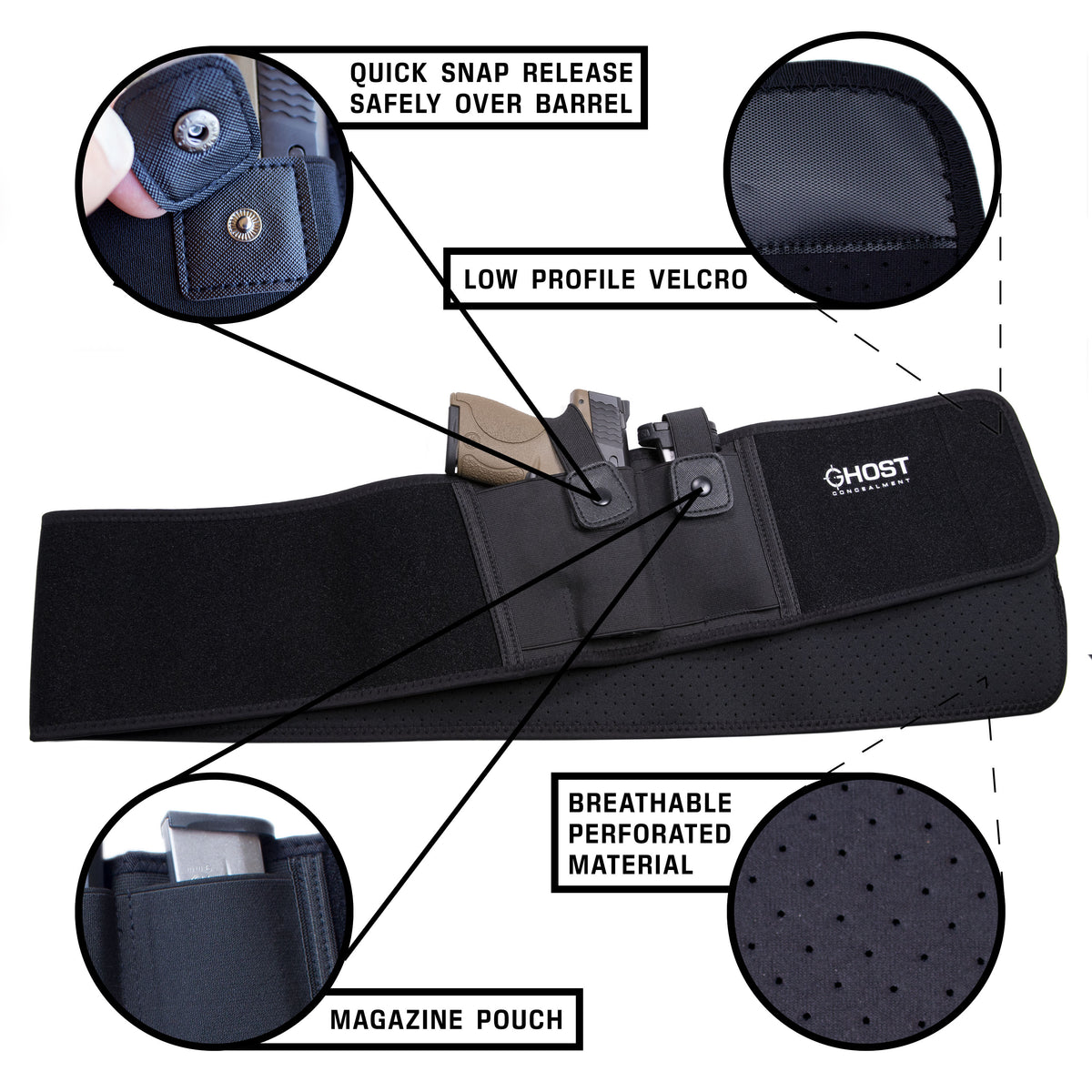 BELLY BAND HOLSTER FOR CONCEALED CARRY | FITS UP TO A 52" BELLY | IWB GUN HOLSTERS | MEN AND WOMEN | RIGHT AND LEFT HANDED STYLES AVAILABLE