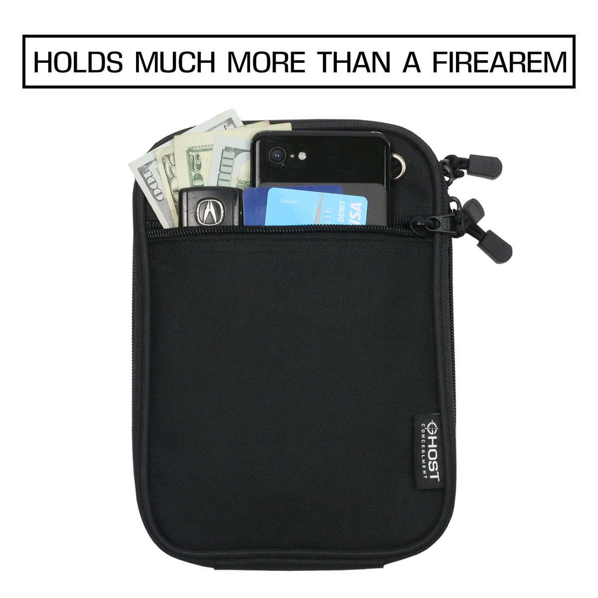 PISTOL POUCH FANNY PACK GUN HOLSTER WITH SHOULDER STRAP AND BELT LOOPS GUN HOLDERS WITH ZIPPER POCKETS & CUSTOM CARRY OPTIONS BLACK PISTOL HOLSTER