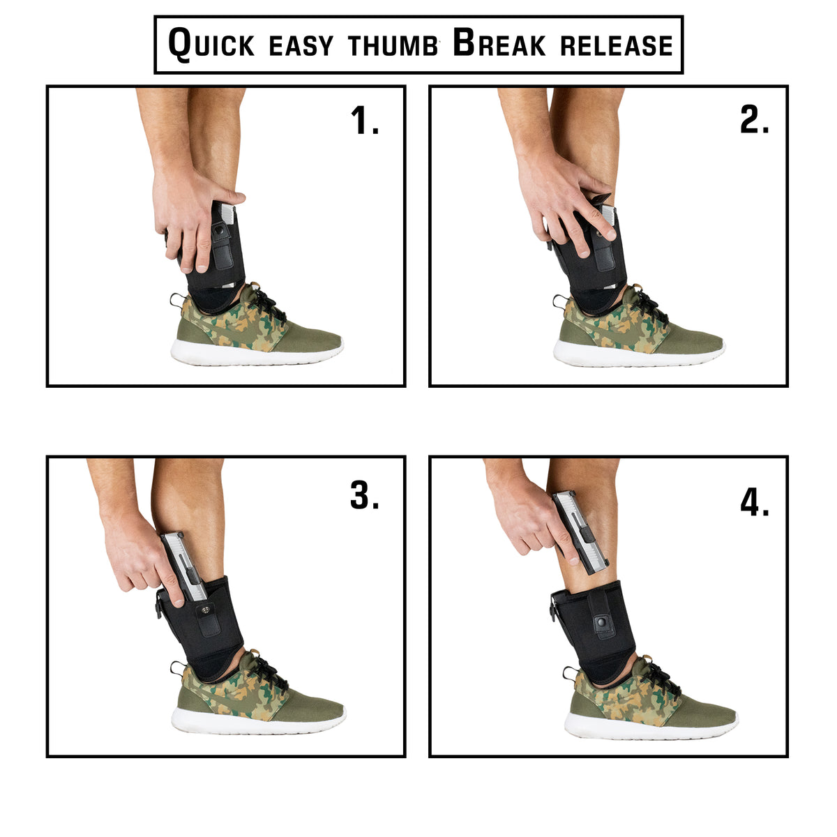 LOW PROFILE ANKLE HOLSTER FOR CONCEALED CARRY PISTOL | UNIVERSAL LEG CARRY GUN HOLSTER WITH MAGAZINE POUCH | MEN AND WOMAN