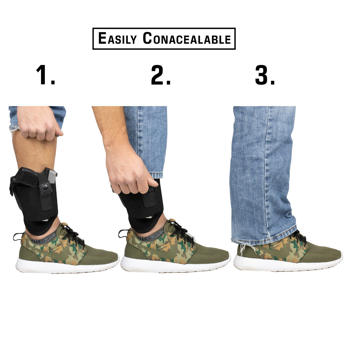 LOW PROFILE ANKLE HOLSTER FOR CONCEALED CARRY PISTOL | UNIVERSAL LEG CARRY GUN HOLSTER WITH MAGAZINE POUCH | MEN AND WOMAN