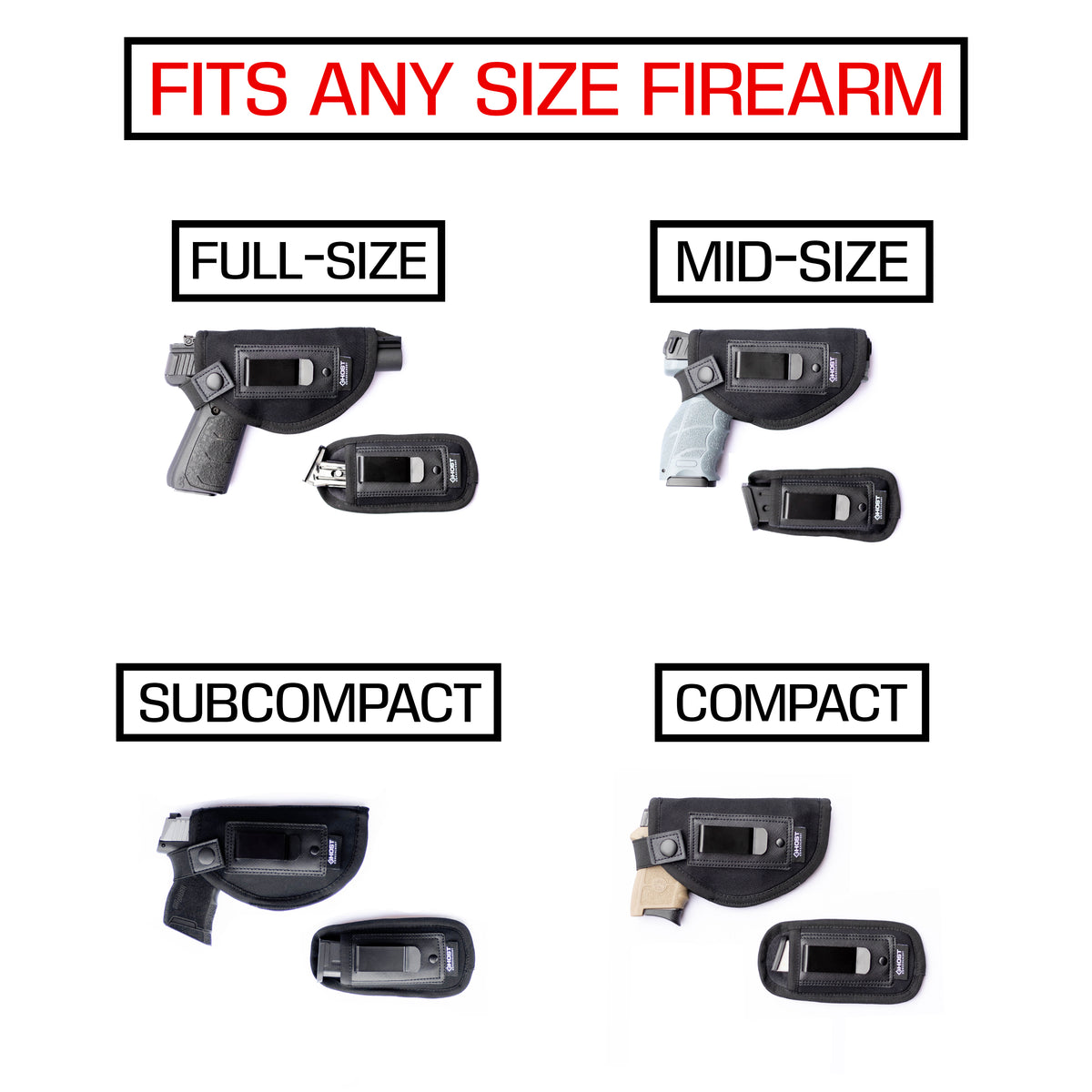 IWB UNIVERSAL HOLSTER FOR CONCEALED CARRY | INSIDE THE WAISTBAND HOLSTER FOR SUBCOMPACT TO FULL SIZE PISTOLS | FITS ALL FIREARMS (RIGHT HANDED)