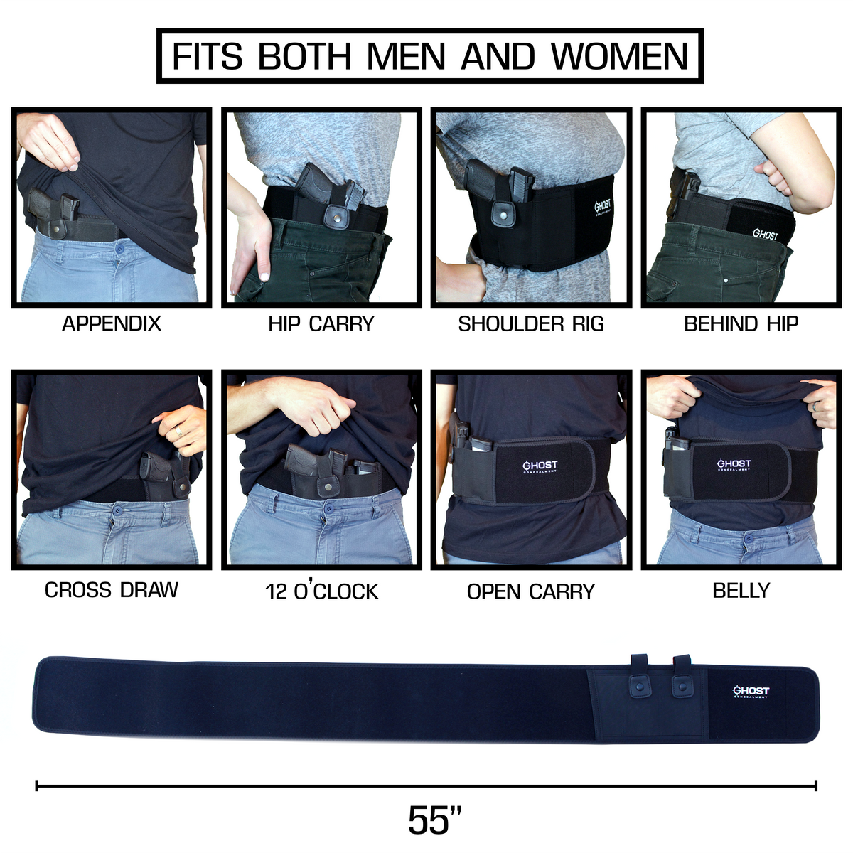 BELLY BAND HOLSTER FOR CONCEALED CARRY | FITS UP TO A 52" BELLY | IWB GUN HOLSTERS | MEN AND WOMEN | RIGHT AND LEFT HANDED STYLES AVAILABLE