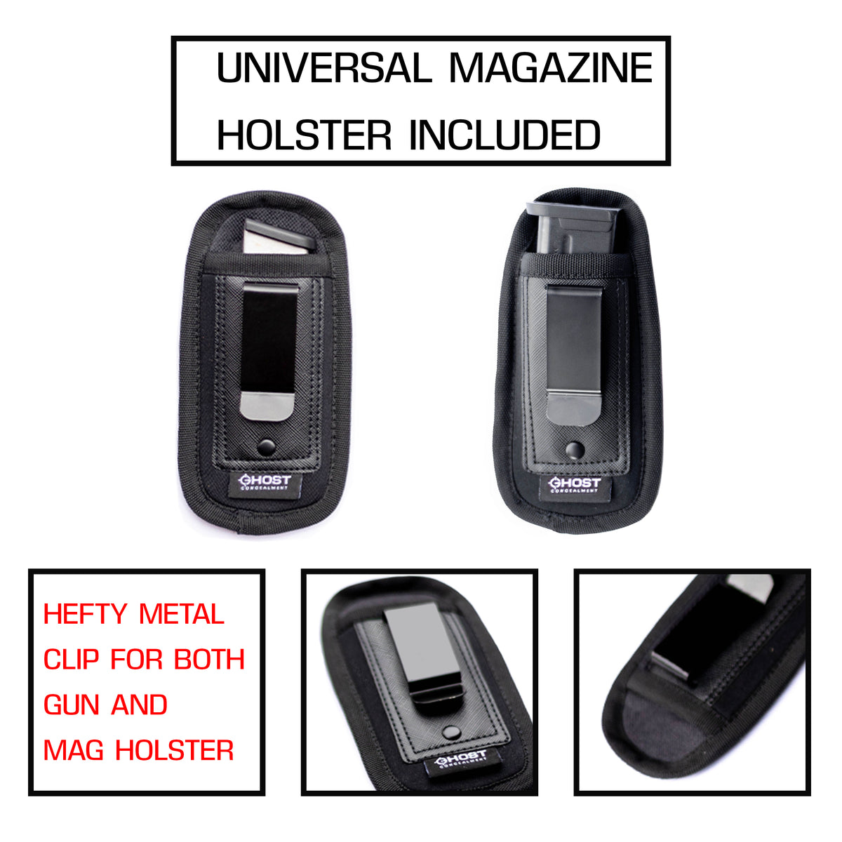 IWB UNIVERSAL HOLSTER FOR CONCEALED CARRY | INSIDE THE WAISTBAND HOLSTER FOR SUBCOMPACT TO FULL SIZE PISTOLS | FITS ALL FIREARMS (RIGHT HANDED)