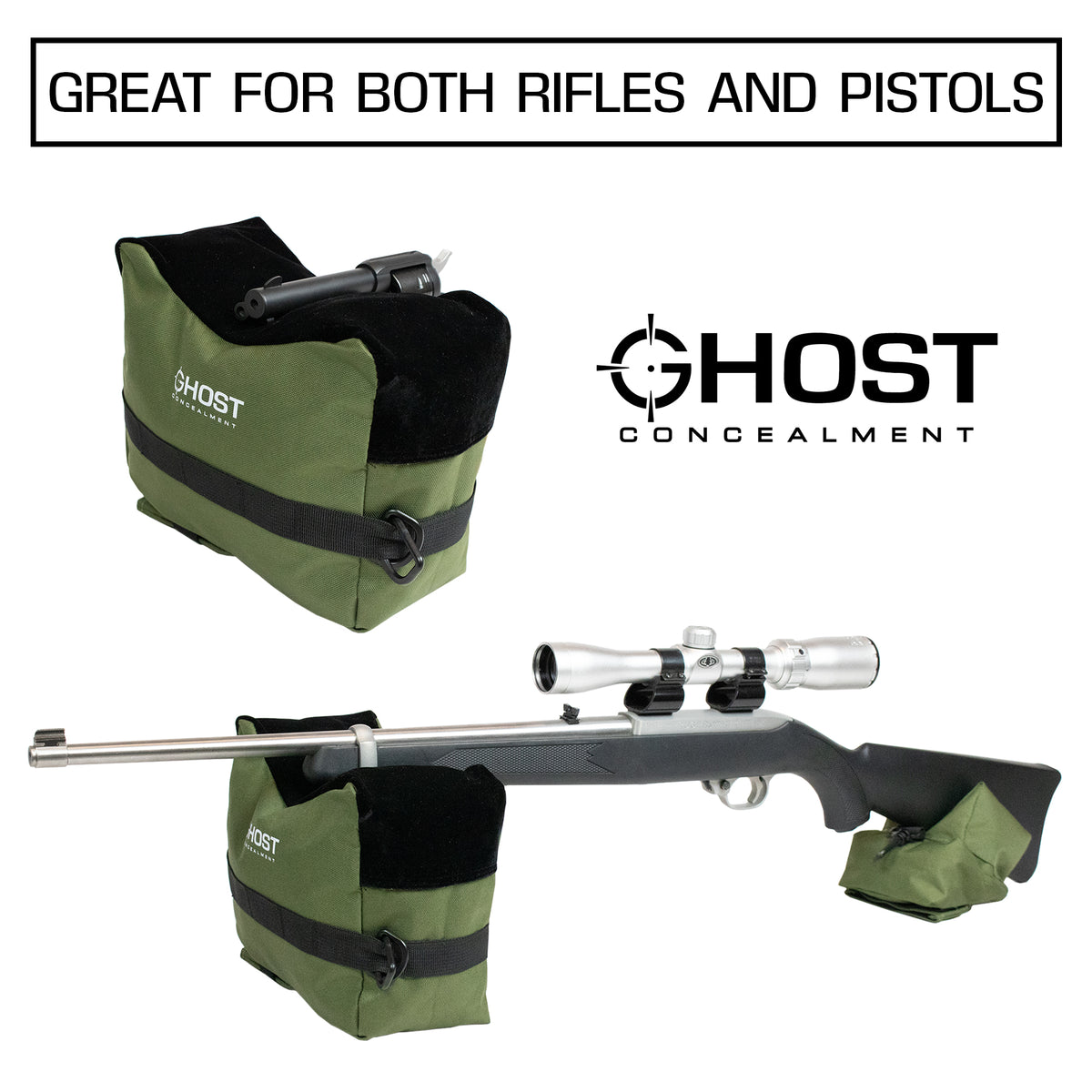 SHOOTING REST BAGS FRONT & REAR RIFLE SUPPORT BAGS - SAND BAG STAND HOLDERS FOR RIFLES, SHOOTING, RANGE AND HUNTING - PISTOL SHOOTING BAG - UNFILLED